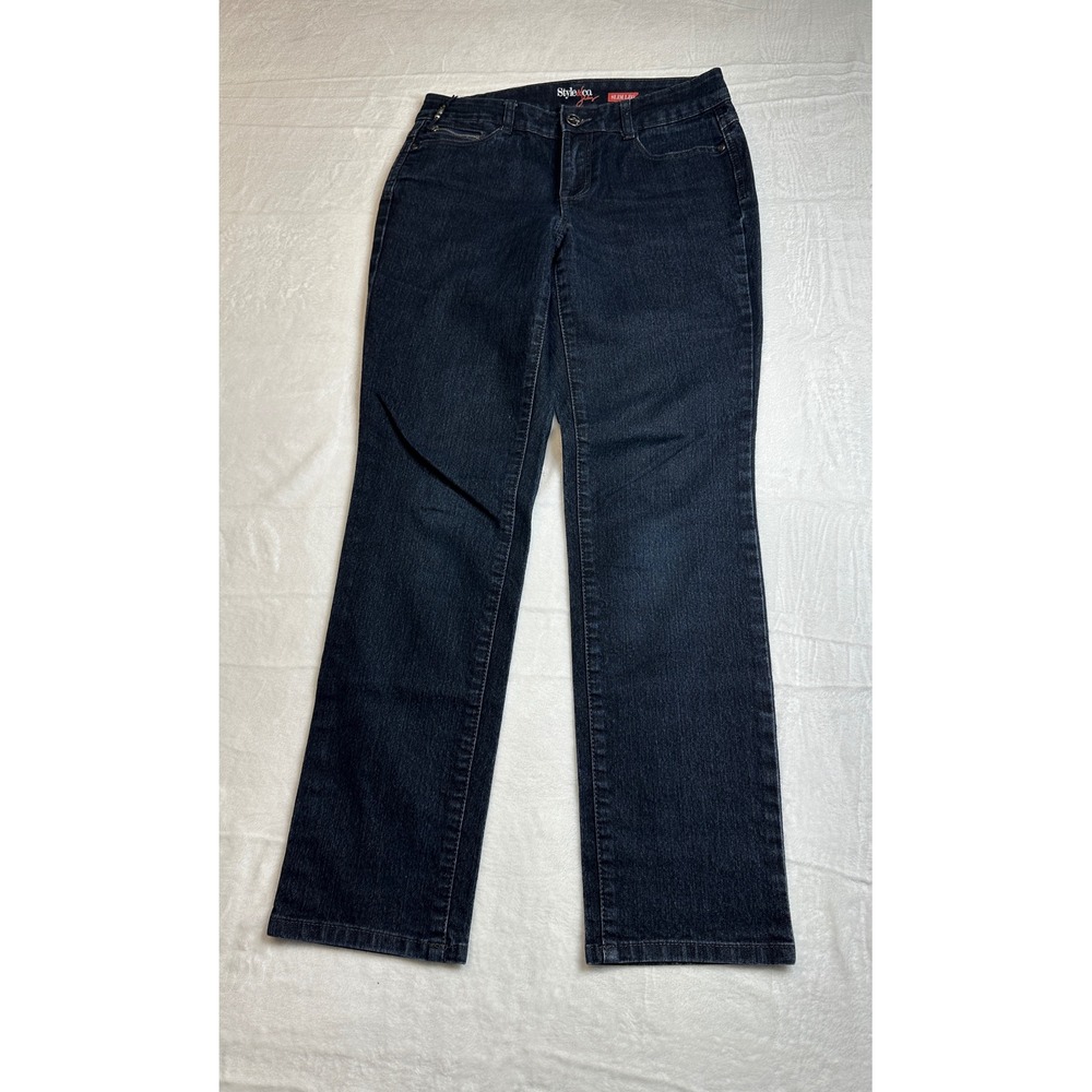 Style & Co Slim Leg Jeans Women 6 Dark Wash Blue Stretch Denim Mid Rise Pockets